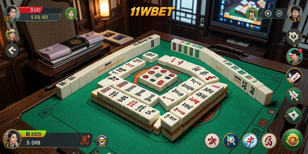 Tampilan gameplay Mahjong di 11WBET yang menarik dan seru.