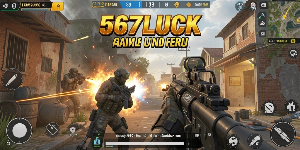 Screenshot gameplay 567LUCK yang menunjukkan aksi menembak yang mendebarkan.
