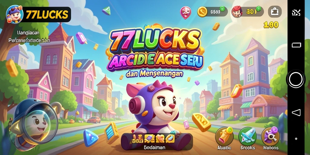 Tangkapan layar dari gameplay seru 77LUCKS yang menggambarkan tantangan arcade.