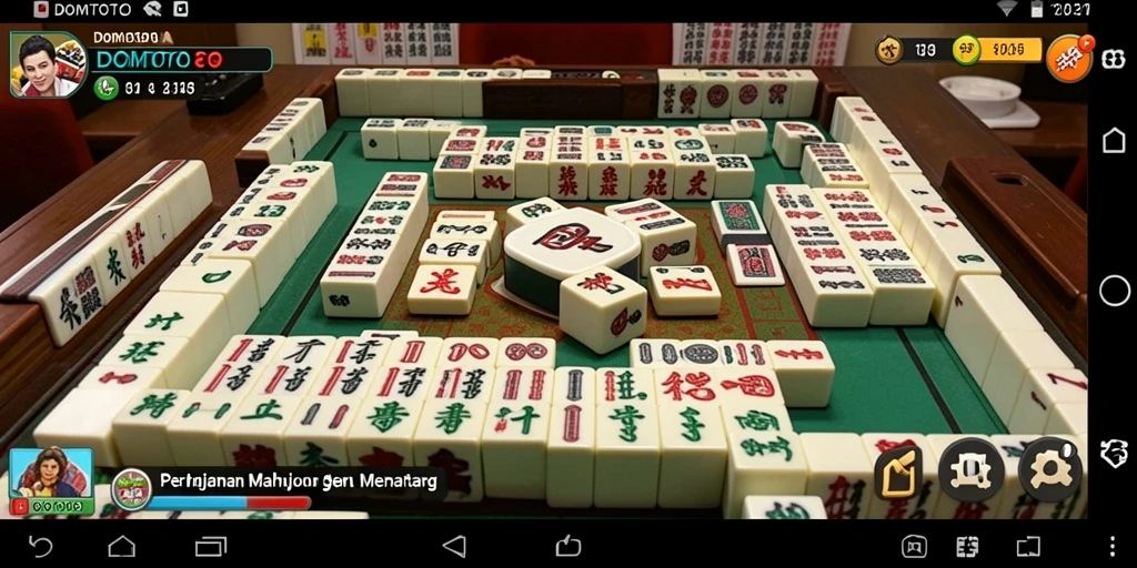 Screenshot DOMTOTO menampilkan permainan seru Mahjong dengan grafik warna-warni.