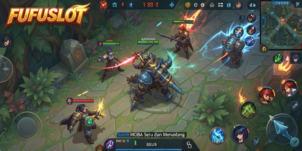 Tampilan gameplay seru dalam game MOBA FUFUSLOT.