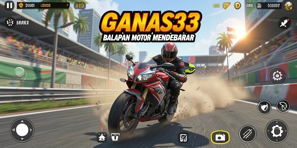 Tampilan gameplay menarik dari <strong>GANAS33</strong> saat balapan motor.