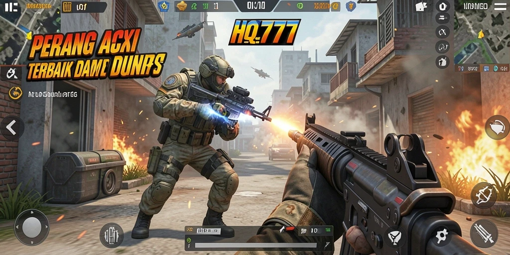 Tampilan gameplay HQ777 yang mendebarkan dan intens di setiap pertempuran.