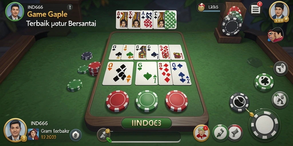 Tampilan gameplay seru dari IND666 yang menampilkan permainan Gaple.