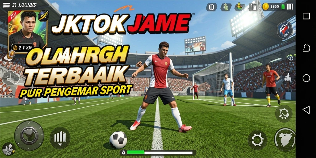 Tampilan gameplay JKTOK dengan aksi olahraga mendebarkan.