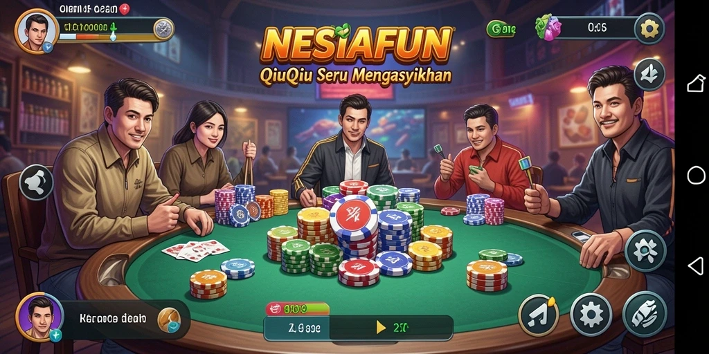 Tampilan screenshot NESIAFUN dengan suasana permainan QiuQiu yang menegangkan.