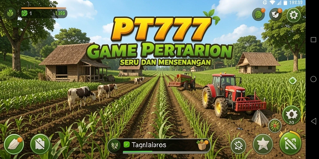 Tampilan gameplay PT777 dengan ladang indah dan tanaman subur.