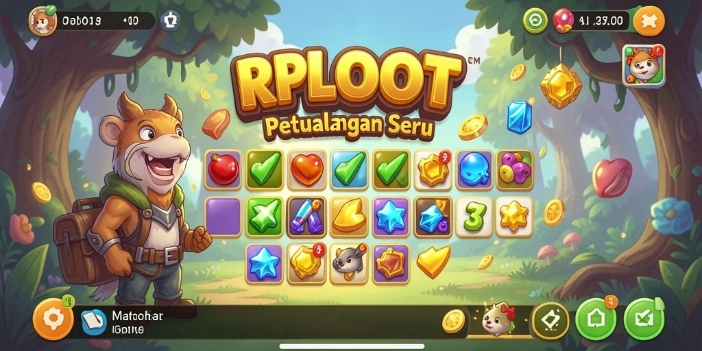 Screenshot gameplay RPLOOT yang menunjukkan aksi Match-3 yang seru.