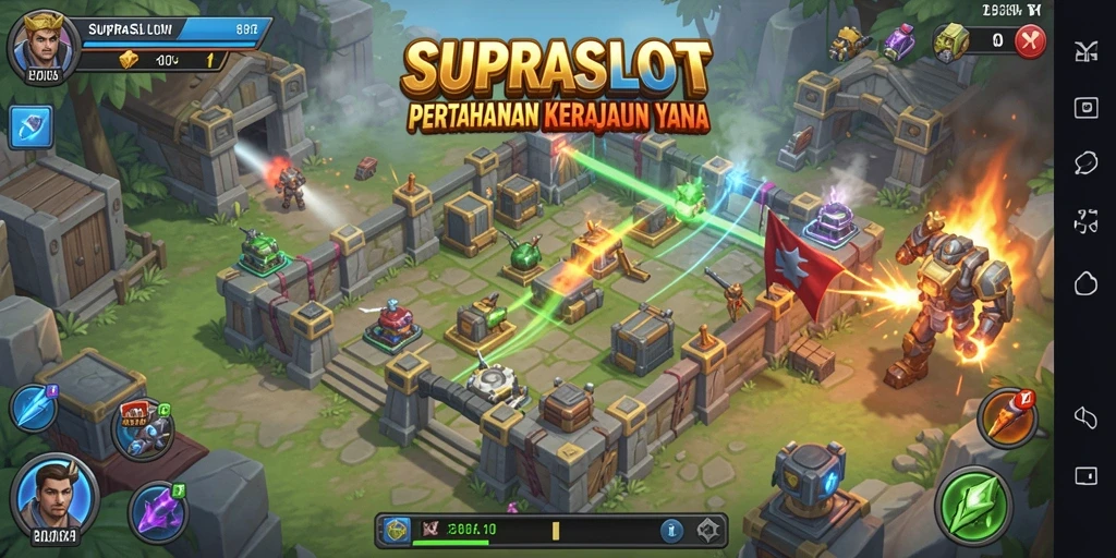 Tampilan gameplay menara pertahanan yang mendebarkan di SUPRASLOT.