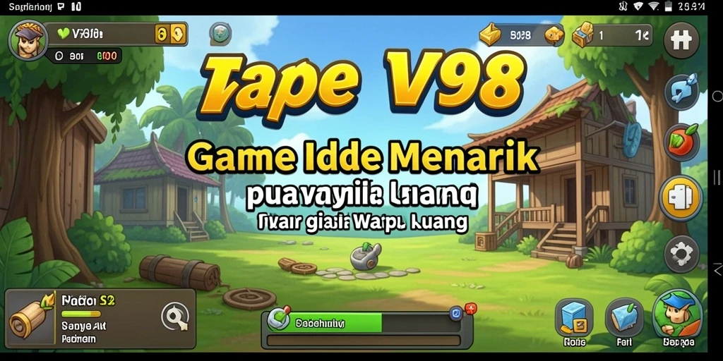 Screenshot utama V98 menunjukkan gameplay santai dan interaktif.
