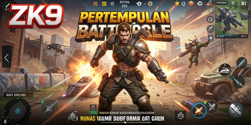 Tangkapan layar menampilkan aksi seru dari gameplay Battle Royale ZK9.